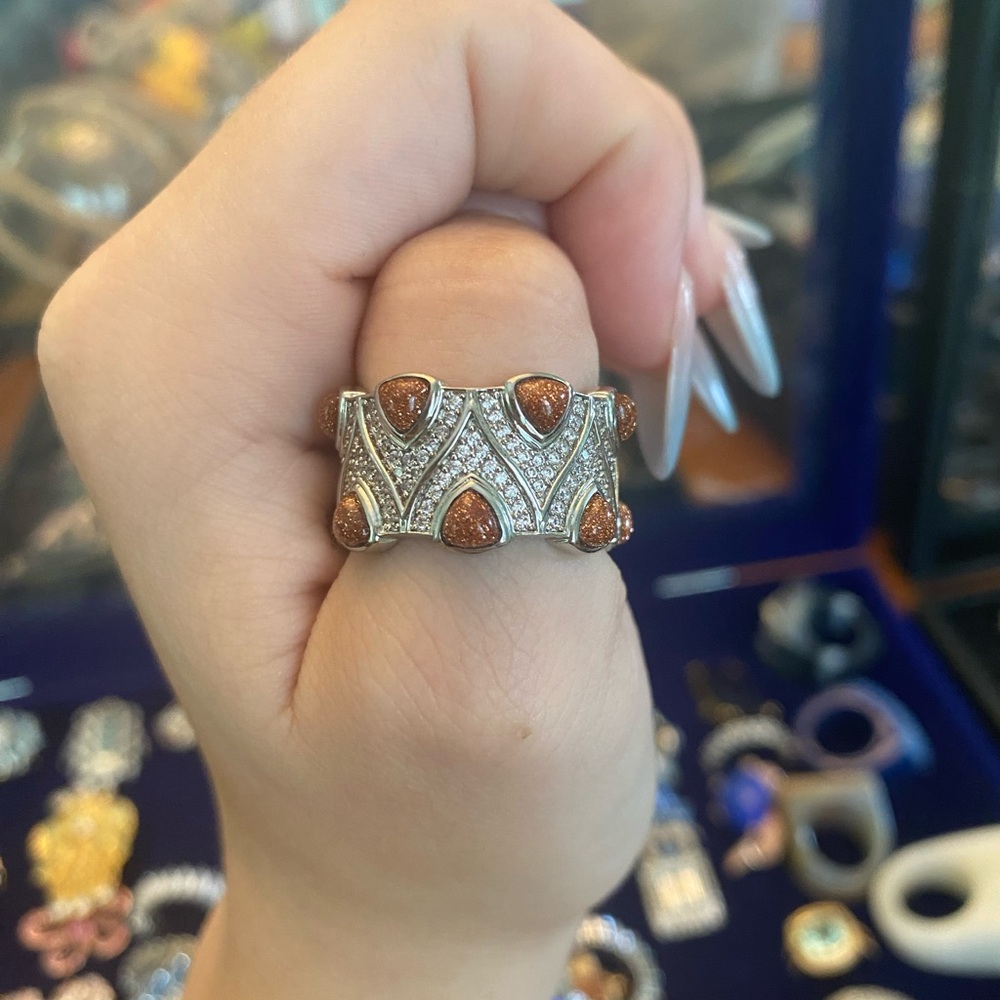 Orange and silver Hespera thumb ring